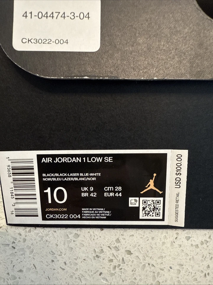 Air Jordan 1 SE Low Hombre Talla 10 Azul Láser, CK3022-004 Foto 2 de 4