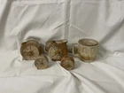 Frankoma Desert Gold Pottery - Wagon Wheel Cups, Salt And Pepper Shaker