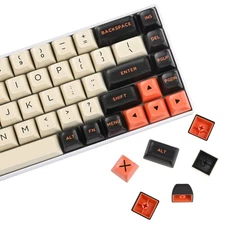 Retro Carbon Keycaps ASA Profile 150-Key Custom Doubleshot ABS Key Caps Set w...