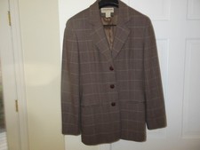 JONES NEW YORK "COUNTRY " BROWN 100 WOOL 3 BUTTON BLAZER Size 8. Excellent 