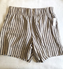 New GAP Stripe Linen Pull On Shorts Pockets 5" Inseam Sz M Old Money Preppy NWT