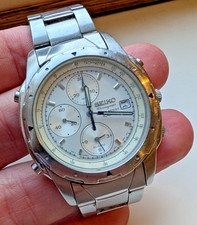 Vintage Seiko 7T32-6M00 Chronograph Alarm - White Dial