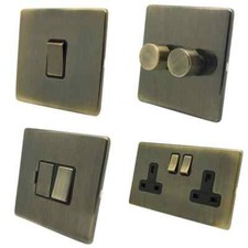 Screwless Antique Brass Plug Sockets Light Switches Dimmers See Whole Range here