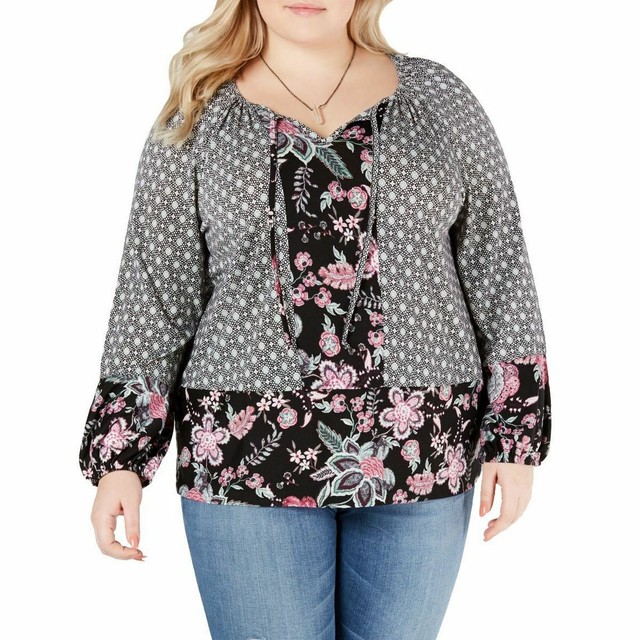 women's plus peasant tops