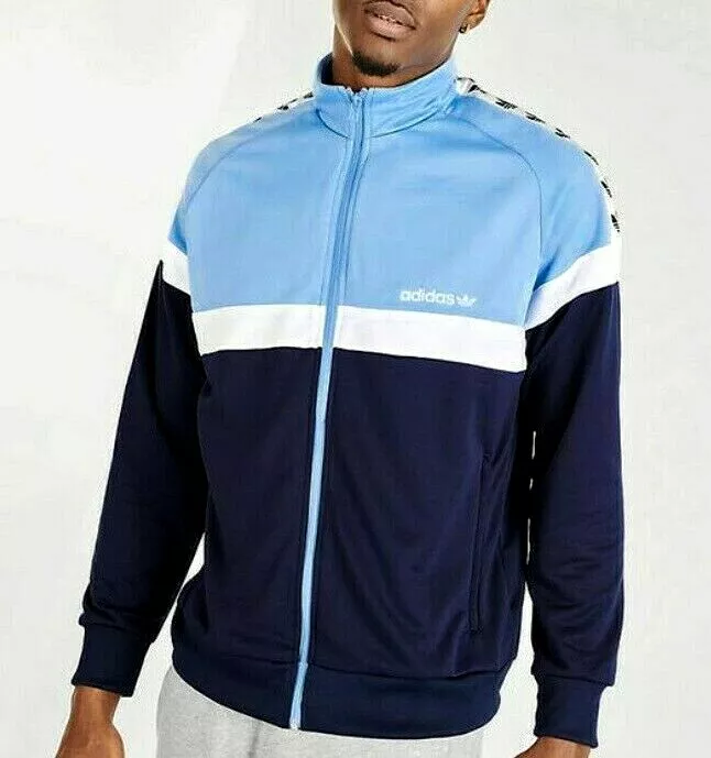 radioactividad Aplaudir borgoña MED adidas Originals MEN&#039;S ITASCA TREFOIL TAPE TRACK JACKET BLUE LAST1  | eBay