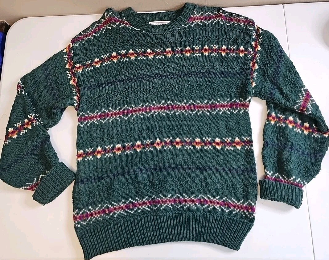 Vintage Pinnacle Collection GRANDPA Sweater Men L Large Green Made