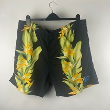 Tommy Bahama Birds of Paradise Swim Trunks Black Tropical Board Shorts XL