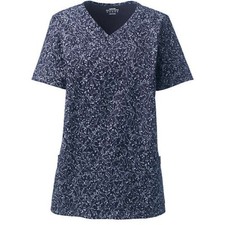 Lands' End Scrubs Top Twill Navy Print Women's Small 6-8 Liquid Repellent NEW