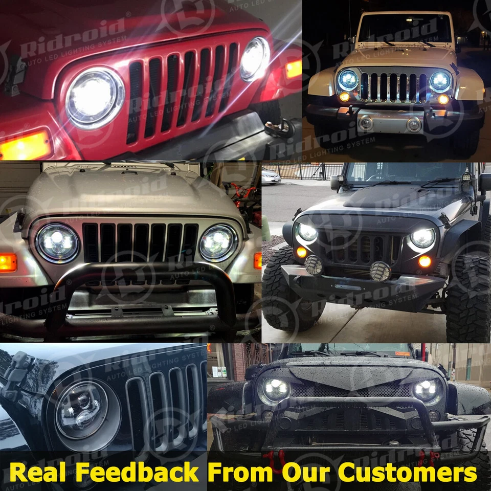 Faróis de LED pretos 7" feixe selado Hi/Lo para Chevy K10 K20 K30 C10 C20 Pickup - Imagem 2 de 4