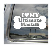I Heart Love My Ultimate Mastiff - Mixed Dog Bone Car Vinyl Decal Sticker 14008