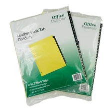2 Sets Office Essentials Leather-Look A-Z Tab Dividers Yellow Paper 8.5" x 11"