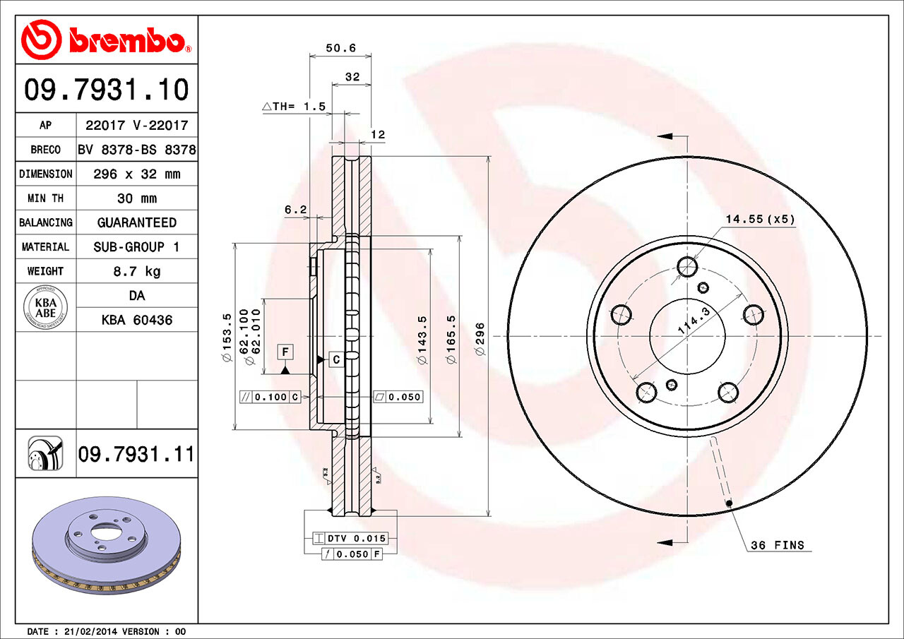 Brembo Front Left or Right 296mm Disc Brake Rotor for Lexus IS300 GS300