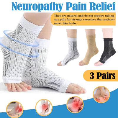 3Pair 20-30mmHg Ankle Brace Compression Sleeve Support Socks Foot Fasciitis Pain