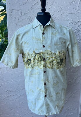 Hilo Hattie The Hawaiian Original Turtle Print Aloha Cotton Shirt Size Small