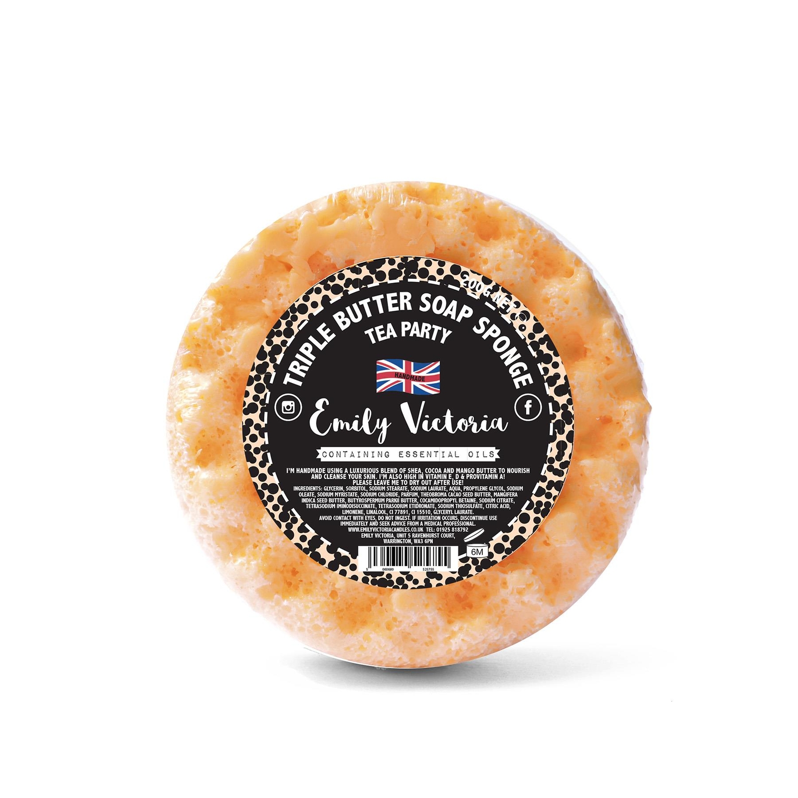 Soap Sponge Body Exfoliating Sponge Triple Butter Tea Party 200g Emily Victoria