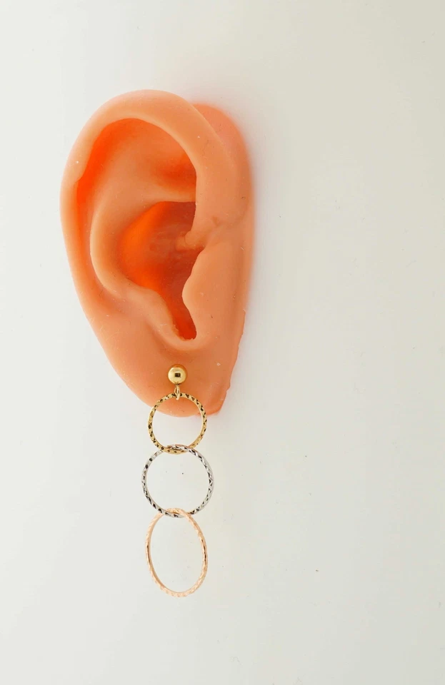 Pendientes de araña colgantes/gota de oro multicolor de 14 k con cierre de mariposa Foto 2 de 4