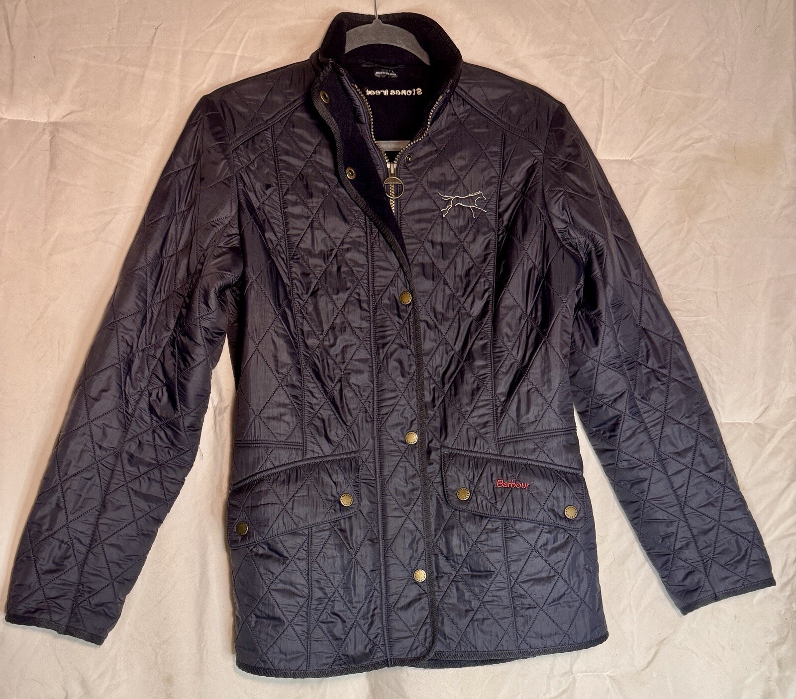 Barbour Cavalry Quilted Jacket: Size 10 US: Navy (65) With collar, “Stonestreet”