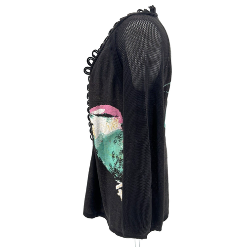 LeifsDottir Anthropologie Corvida Sparrow Bird Cardigan Sweater Med Art To Wear - Picture 3 of 13