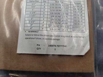 Bray Flow-Tek Ball Valve Seal Kit  140075-7077754J New In Package