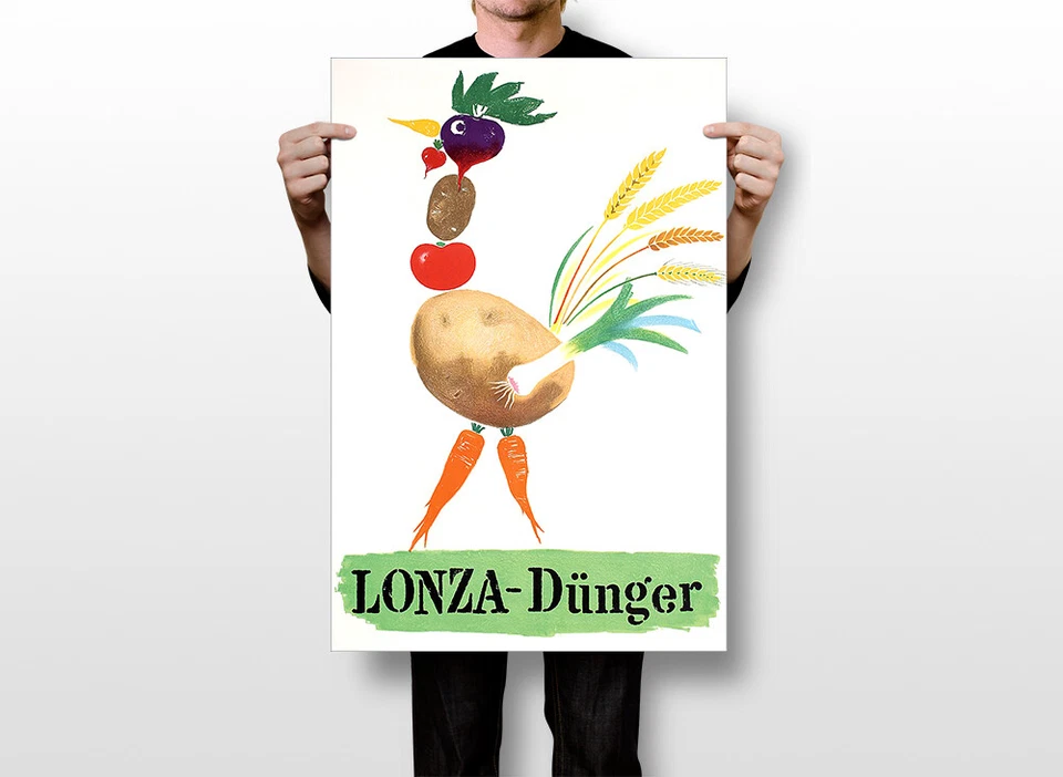 Arte de parede vintage original Lonza Vegetables frango 1949 Leupin - POSTER 20x30 - Imagem 2 de 4