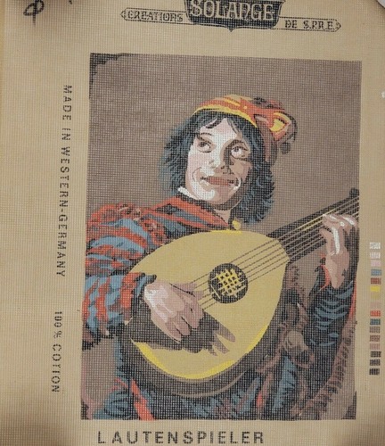 Lautenspieler Judith Leyster 100% Cotton Needlepoint Canvas Germany Guitar - Picture 2 of 6