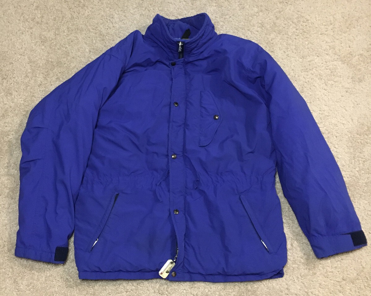 Vintage North Face Down Coat Jacket Blue Large USA Thermometer Zip