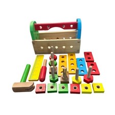 Vintage Melissa  Doug Classic Take Along Construction Set/Tool Kit 21 Pieces