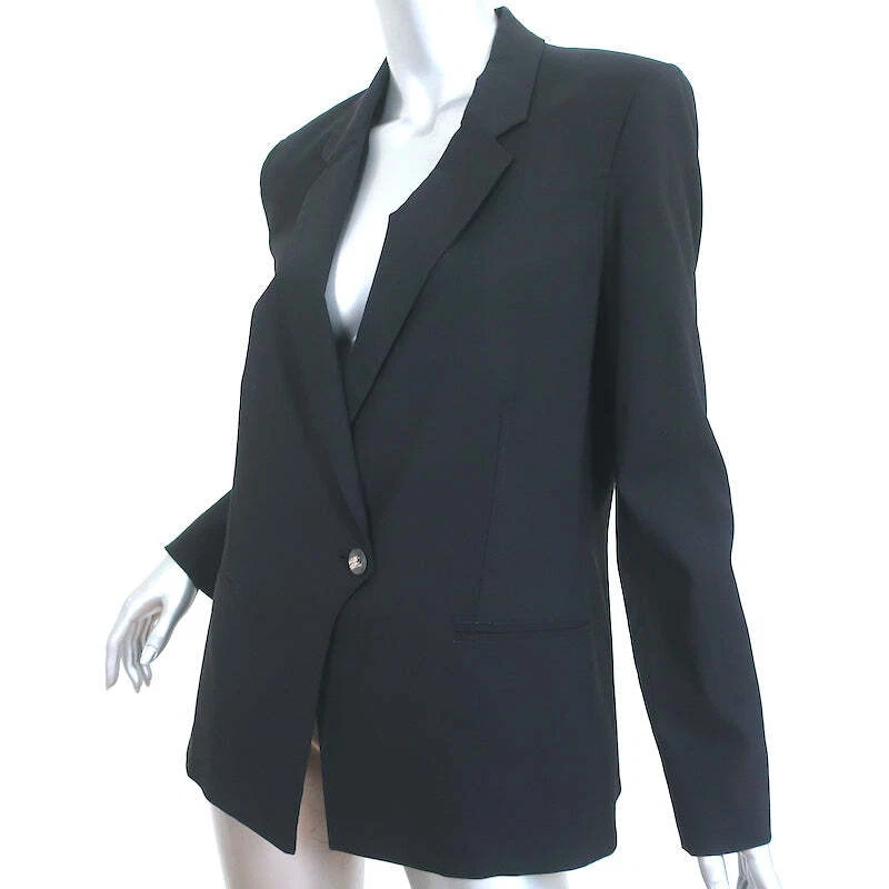 Blazer Helmut Lang Superpuesto Frontal Negro Elástico Lana Talla 10 Foto 3 de 4