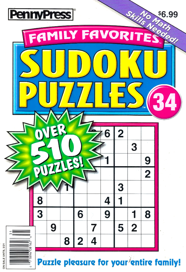 PENNY PRESS FAMILY FAVORITES SUDOKU PUZZLES NO. 34 OVER 510