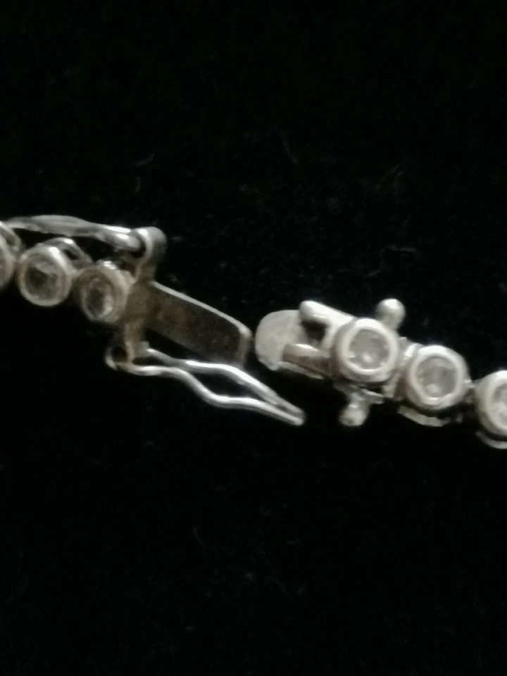bracciale tennis da donna in argento 925 con zirconi del 1970 - Immagine 3 di 4