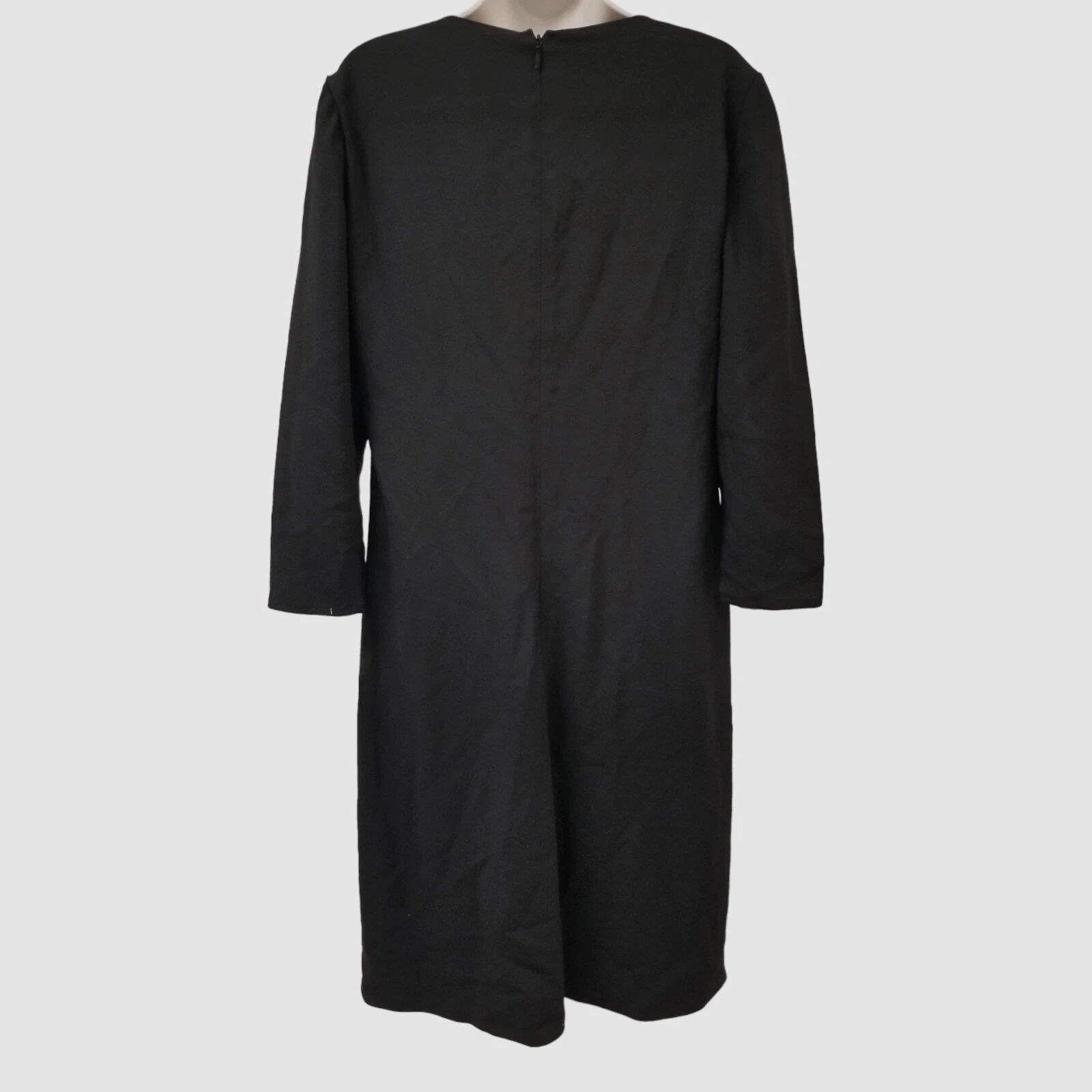 Abito MIDI Versace da donna nero collo a guscio fessura laterale $2225 taglia 46