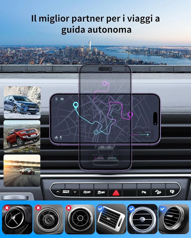 Caricabatteria da Auto Wireless Magnetico Supporto da Auto Magnetico A Ricarica - Immagine 3 di 4