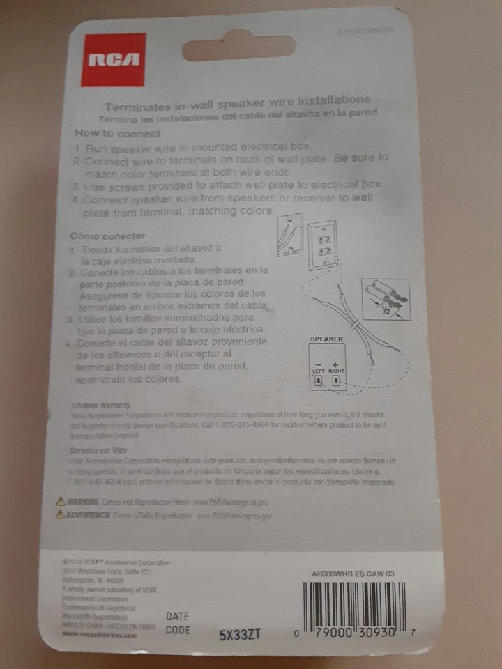 RCA Speaker Wall Plate for In-Wall Speaker Installations White AH300WHR - Image 2 of 2