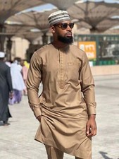 Men's African 2 Piece Set Traditional Shirt and Pants Set Suit Middle East Suit