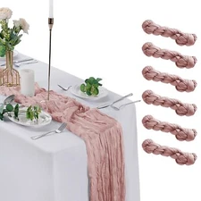 6 Pack Dusty Pink Cheesecloth Table Runner 9ft17 x 108 inch Gauze Table Runne...