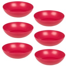 6x Unbreakable Plastic Deep Round Bowls Coloured Reusable Dinner & Picnic Plates