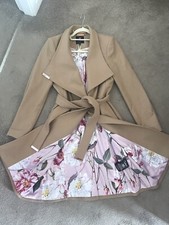 Ted Baker Wool Camel Long Wool Coat Size 2 Wrap Wool Coat Belted Trench