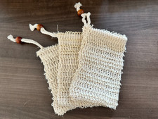 3 Exfoliating Natural Sisal Soap Bags - Eco-Friendly Soap Saver Pouches for Bath