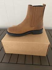 Clarks Women Orinoco 2 Mid Brown Snuff Leather Nubuck Pull-On Boot Size 7