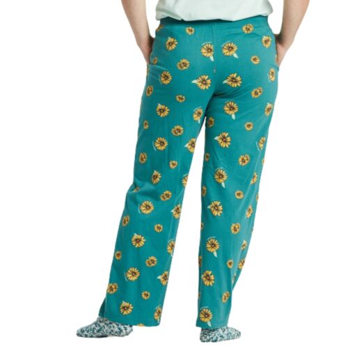 Life Is Good Tossed Sunflower Pattern Snuggle Up Sleep Women's Pants, Spruce Gre - Picture 2 of 4