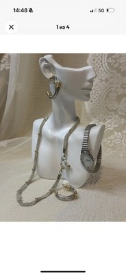 Schmuckset im Vintage Stil - Creolen, Halskette, Timex Uhr