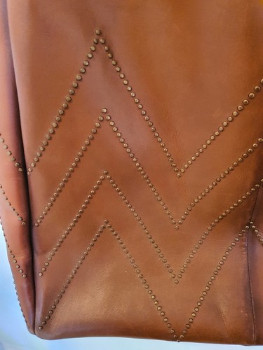 Tasche XL hellbraun Leder mit Nieten - Bild 3 von 5
