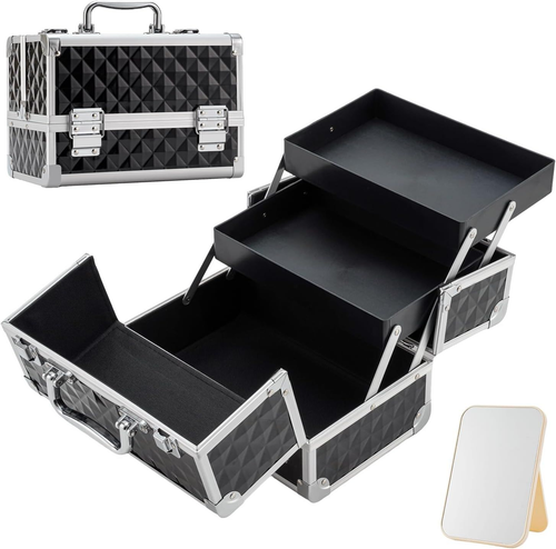 Leeora&Leekoo Makeup Train Case Cosmetic Box Portable Watercube Pattern