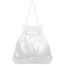 Bridal Dolly Bag Satin Flower Decorated Handbag for Wedding Bride Bridesmaid