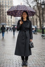 Vintage Fendi Parfums Umbrella Black  Gold Handle Rare PROMO Full Size