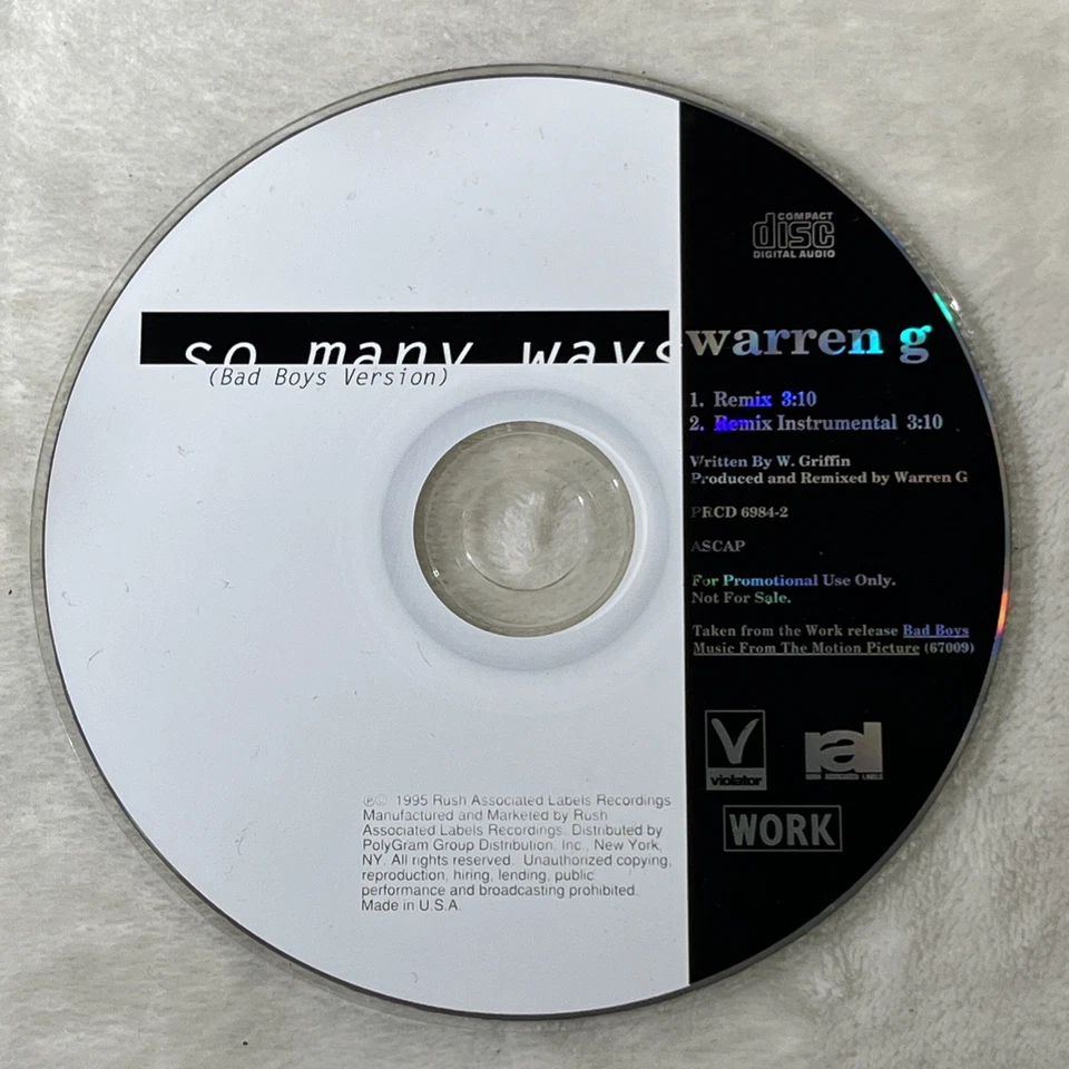 Warren G So Many Ways Bad Boys Version CD Single 1995 Violator Rush Promo Foto 2 de 4
