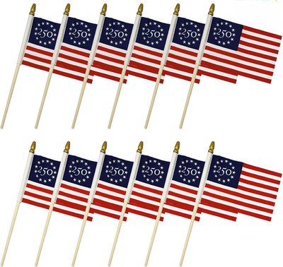 12 Pack Small American Flags on Stick Small US Flags/250 Anniversary Usa Flag Am