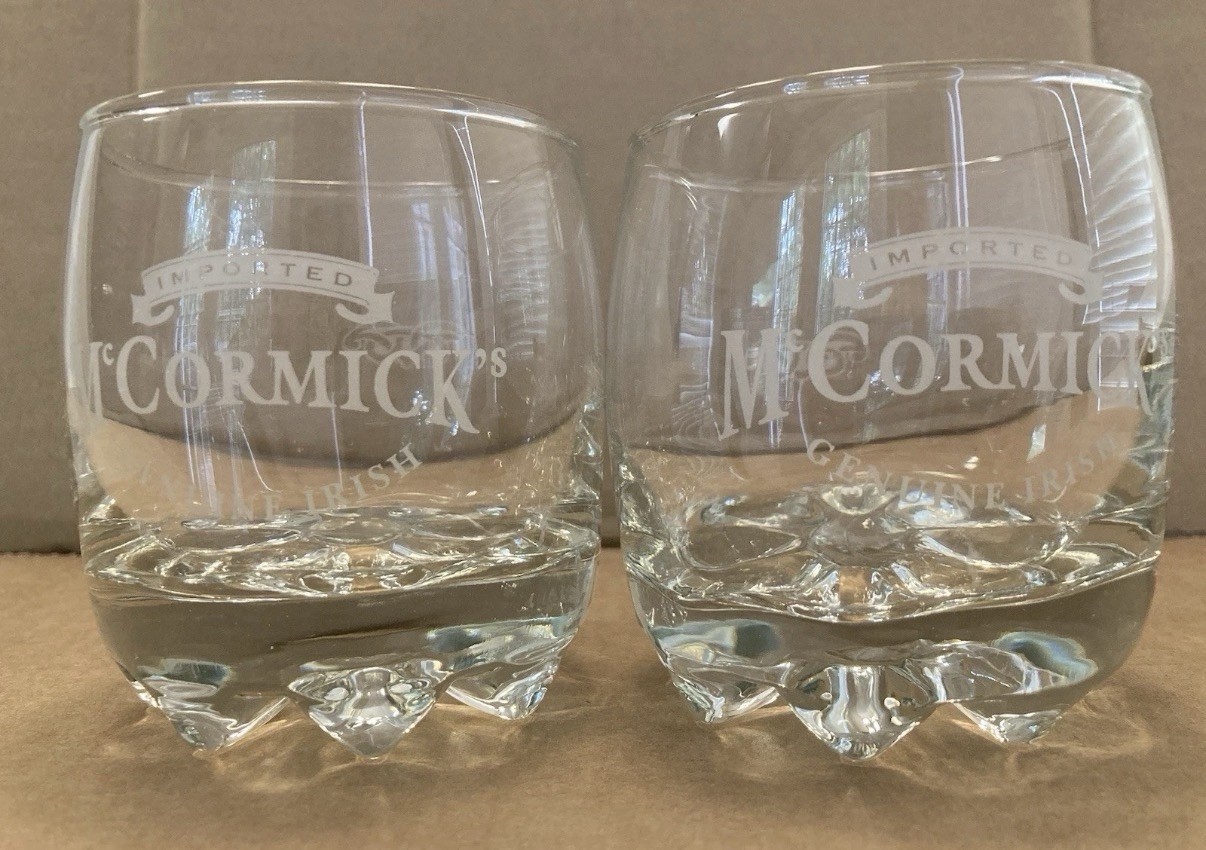 McCormick’s Etched Lowball Rocks Whiskey Glasses Set Of 2