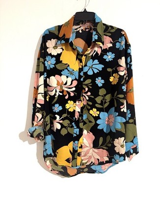 Bailey Rose Size S Black floral button up shirt Cottage Whimsy