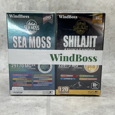 Premium Blend: 7000mg Sea Moss, 9000mg Shilajit, Combo 2-Pack Brand New!